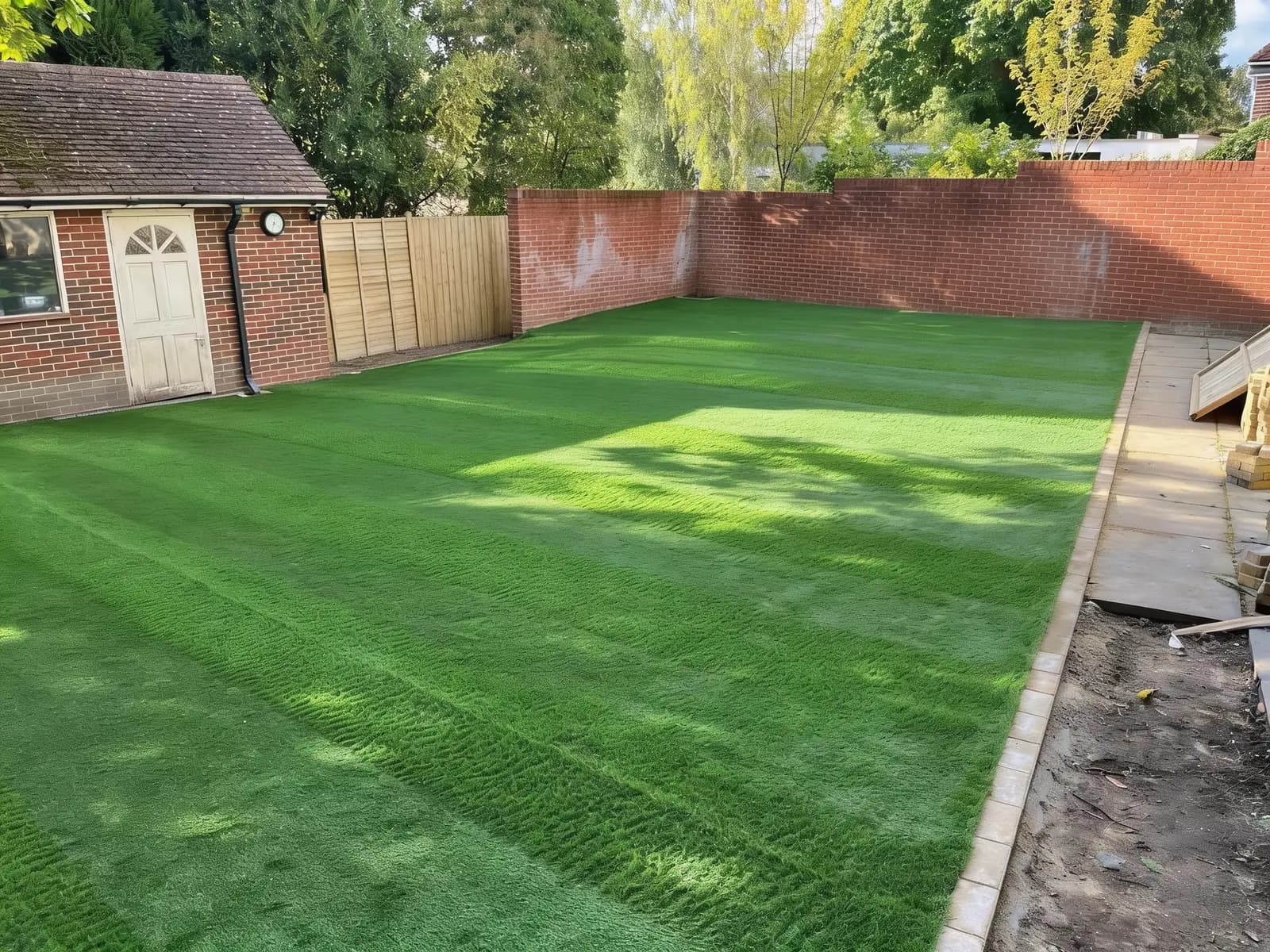 Finished artificial grass lawn